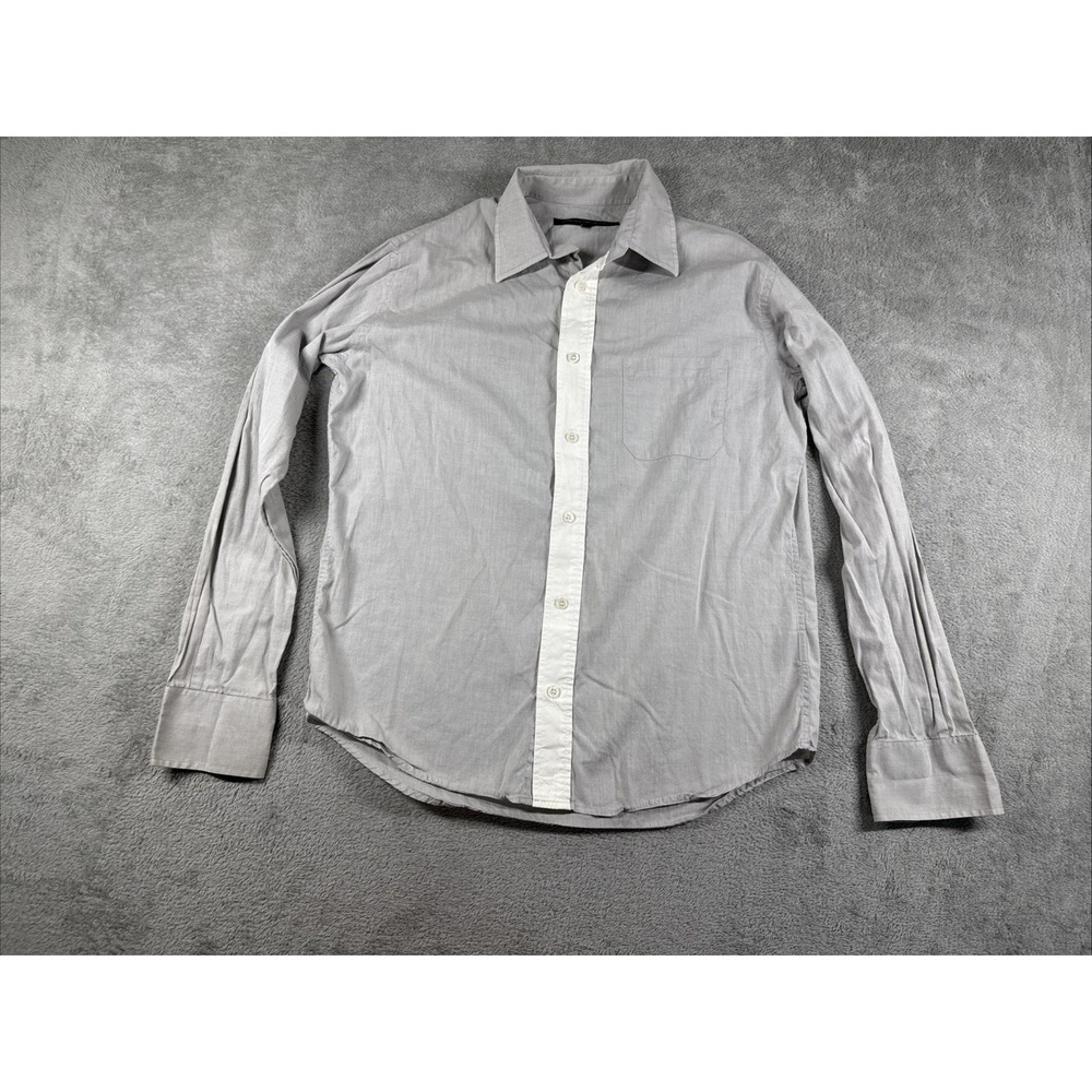 French Connection Men's 100% Cotton Long Sleeve Button Down Gray Size Medium